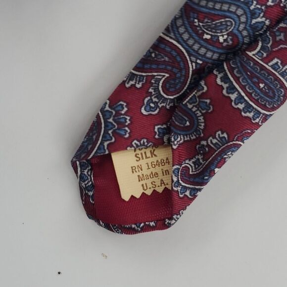ROBERT STOCK PAISLEY SILK TIE BUNDLE RED YELLOW MAROON BLUE MEN'S OFFICE - Picture 4 of 9
